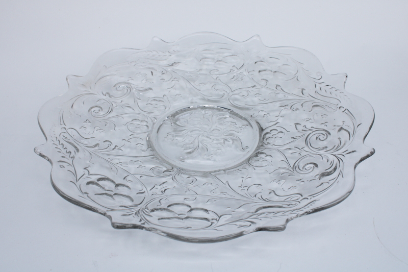 photo of McKee rock crystal vintage depression glass dinner plate or serving tray / cake plate #3