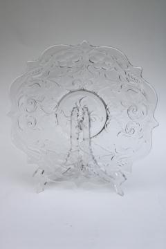 catalog photo of McKee rock crystal vintage depression glass dinner plate or serving tray / cake plate