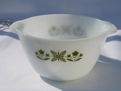 photo of Meadow Green vintage Anchor Hocking Fire King kitchen glass mixing bowl #1