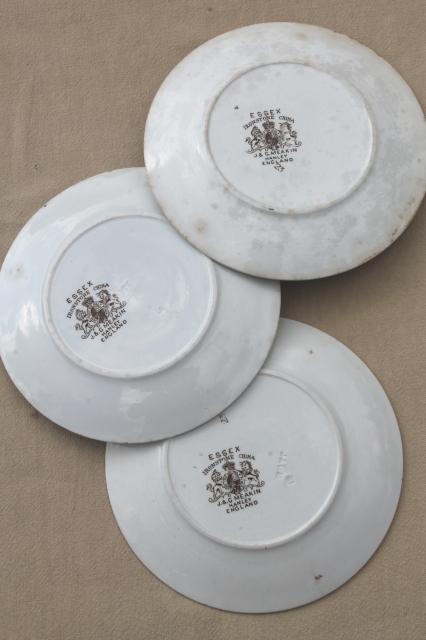 photo of Meakin - Essex antique brown transferware ironstone china plates poppies & wildflowers #5