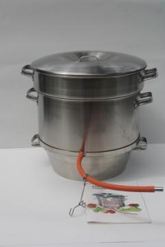 catalog photo of Mehi Maija steam process juice extractor stovetop stainless pot complete w/ manual cookbook 