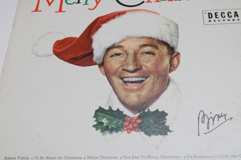 photo of Merry Christmas Bing Crosby vintage vinyl LP record classic mid century vintage Christmas carols music  #5