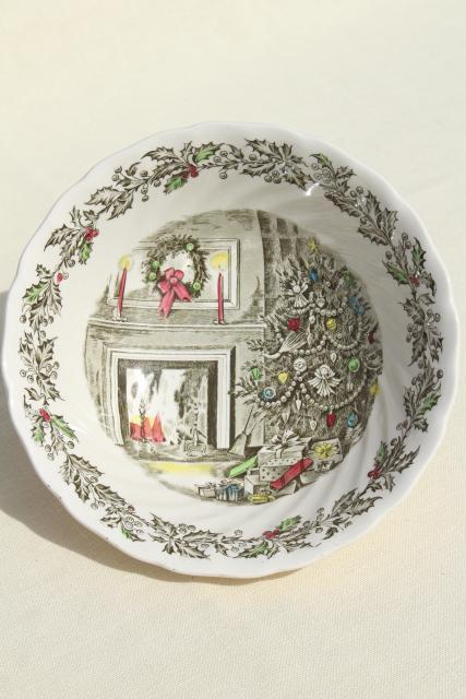 photo of Merry Christmas Johnson Bros transferware china round vegetable serving bowl #1