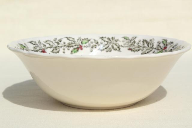 photo of Merry Christmas Johnson Bros transferware china round vegetable serving bowl #2