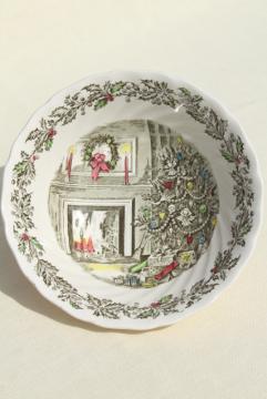 catalog photo of Merry Christmas Johnson Bros transferware china round vegetable serving bowl