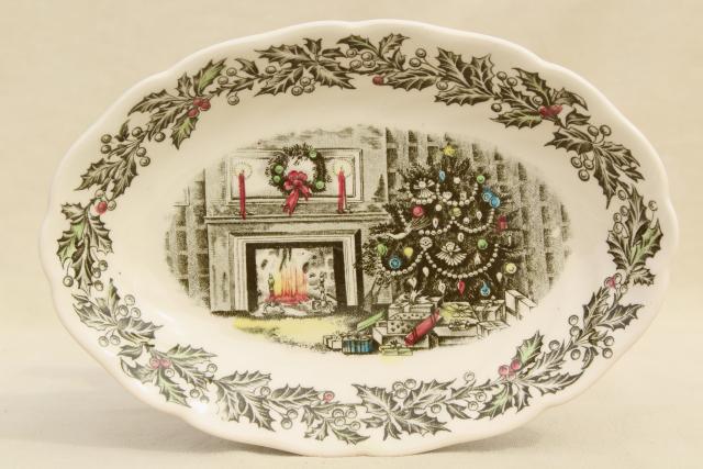 photo of Merry Christmas Johnson Brothers china, vintage gravy boat & under plate #4