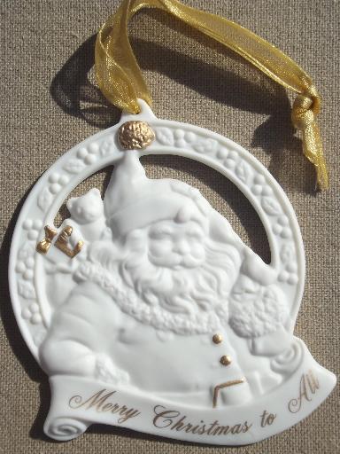 photo of Merry Christmas to All Wedgwood jasperware bisque china ornament in box #1