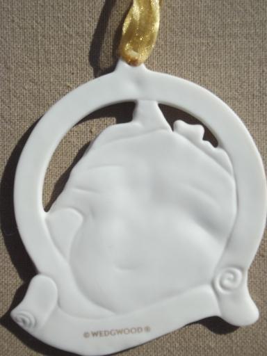 photo of Merry Christmas to All Wedgwood jasperware bisque china ornament in box #2