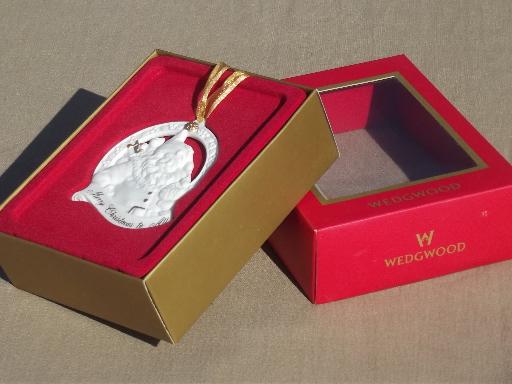 photo of Merry Christmas to All Wedgwood jasperware bisque china ornament in box #3