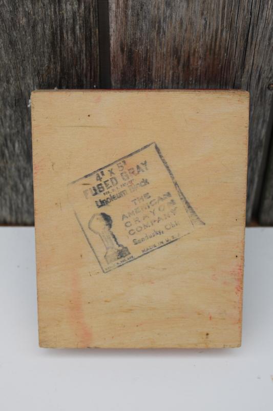 photo of Merry Christmas vintage graphic arts linoleum block stamp, American Crayon Co #3