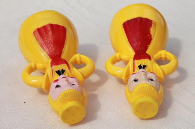 photo of Merry Maid vintage plastic laundry sprinkler, yellow & red girls pair of maids #3