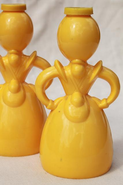 photo of Merry Maid vintage plastic laundry sprinkler, yellow & red girls pair of maids #4