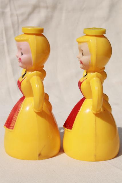 photo of Merry Maid vintage plastic laundry sprinkler, yellow & red girls pair of maids #12