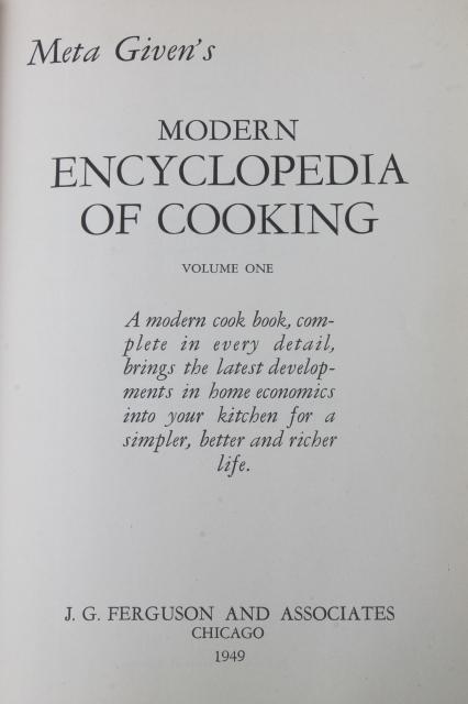 photo of Meta Given's Modern Encyclopedia of Cooking vintage 1940s two volume cookbook set #7