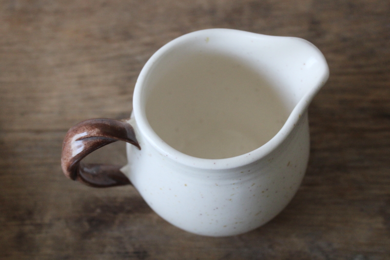 photo of Metlox PoppyTrail Woodland autumn leaves pattern cream pitcher, MCM vintage pottery dinnerware #3