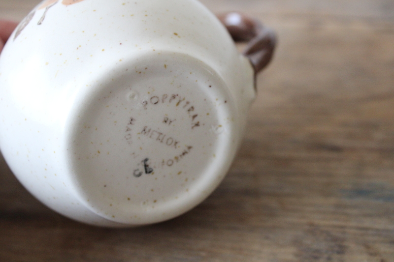 photo of Metlox PoppyTrail Woodland autumn leaves pattern cream pitcher, MCM vintage pottery dinnerware #4
