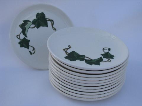 photo of Metlox Poppytrail pottery dinnerware, vintage California Ivy dessert plates lot #1