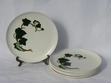 catalog photo of Metlox Poppytrail pottery dinnerware, vintage California Ivy dinner plates lot