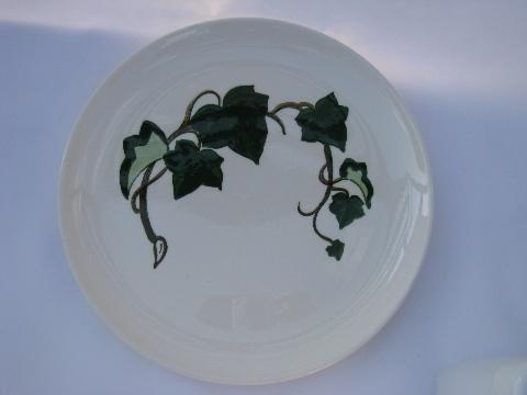 photo of Metlox Poppytrail pottery dinnerware, vintage California Ivy dinner plates lot #2