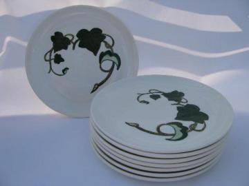 catalog photo of Metlox Poppytrail pottery dinnerware, vintage California Ivy salad plates lot