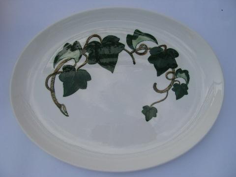 photo of Metlox Poppytrail pottery dinnerware, vintage California Ivy serving pieces lot #2