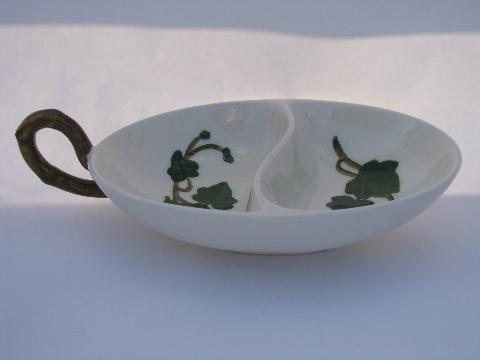 photo of Metlox Poppytrail pottery dinnerware, vintage California Ivy serving pieces lot #4