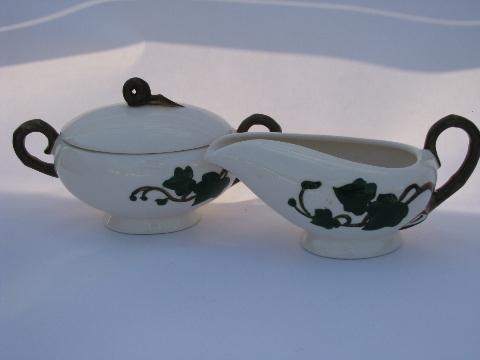 photo of Metlox Poppytrail pottery dinnerware, vintage California Ivy serving pieces lot #5