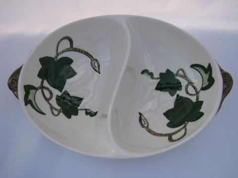 photo of Metlox Poppytrail pottery dinnerware, vintage California Ivy serving pieces lot #6