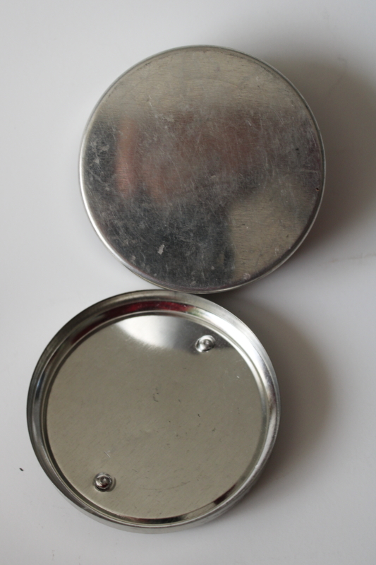 photo of Metzke pewter Christmas holly pattern place card holders & trinket box tin, 1990s vintage  #4