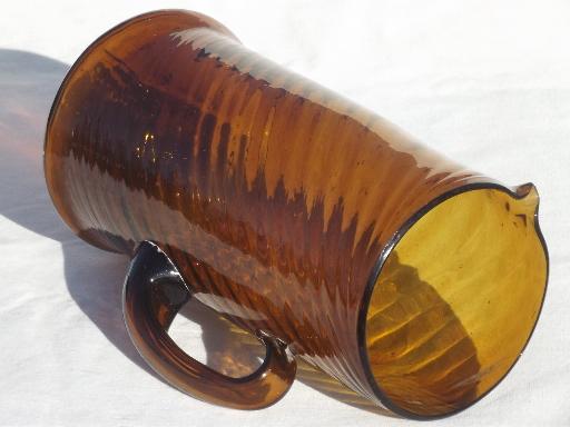 photo of Mexican amber glass pitcher, large hand-blown glass pitcher for beer, margaritas #4