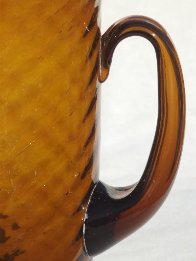 photo of Mexican amber glass pitcher, large hand-blown glass pitcher for beer, margaritas #6