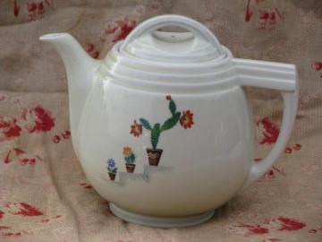 catalog photo of Mexican cactus pattern Dripolator coffee pot, 1940s vintage Hall china