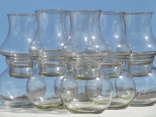 photo of Mexican glass hurricane shade candle lamps w/ glass globe vase bases #1