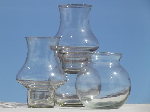 photo of Mexican glass hurricane shade candle lamps w/ glass globe vase bases #3
