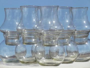 catalog photo of Mexican glass hurricane shade candle lamps w/ glass globe vase bases