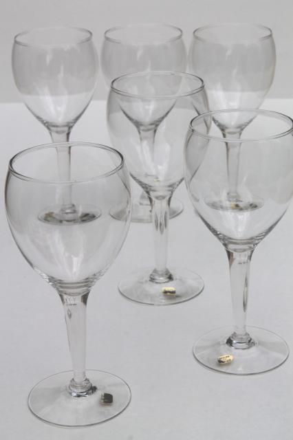 photo of Mexican glass wine glasses w/ original labels, never used vintage stemware set #1