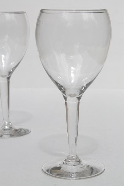 photo of Mexican glass wine glasses w/ original labels, never used vintage stemware set #2