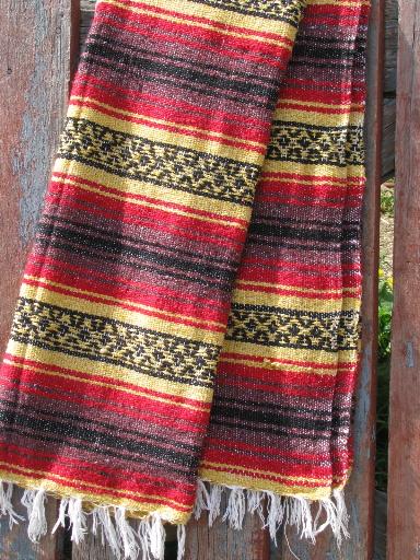 photo of Mexican serape stripes, vintage Indian blanket rug, souvenir of Mexico #1