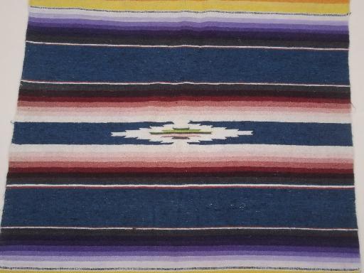 photo of Mexican serape stripes, vintage  Indian blanket runner / rug, souvenir of Mexico #3