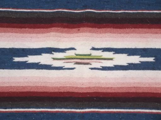 photo of Mexican serape stripes, vintage  Indian blanket runner / rug, souvenir of Mexico #4