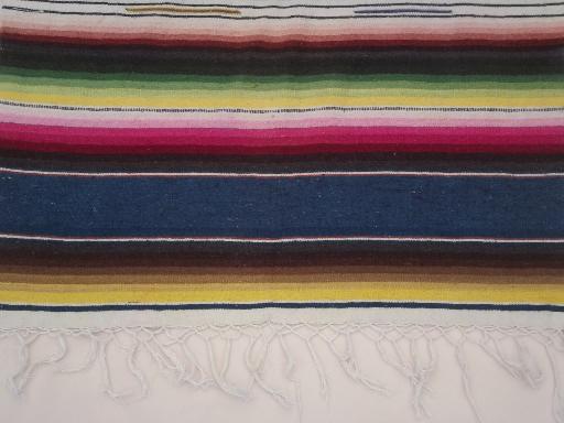 photo of Mexican serape stripes, vintage  Indian blanket runner / rug, souvenir of Mexico #5