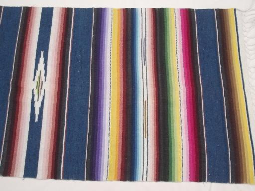 photo of Mexican serape stripes, vintage  Indian blanket runner / rug, souvenir of Mexico #7