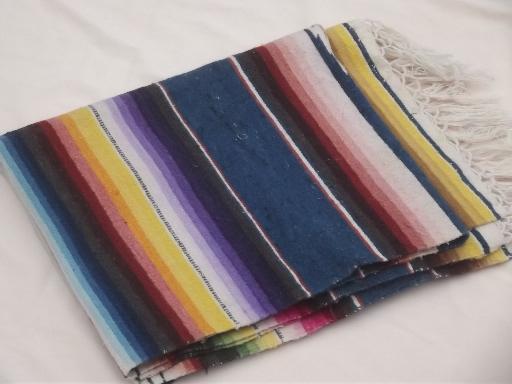 photo of Mexican serape stripes, vintage  Indian blanket runner / rug, souvenir of Mexico #8