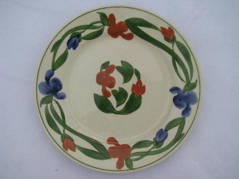 photo of Mexico hand-painted flowers, TitianWare English china plates, vintage Adams-England #2