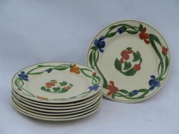 catalog photo of Mexico hand-painted flowers, TitianWare English china plates, vintage Adams-England