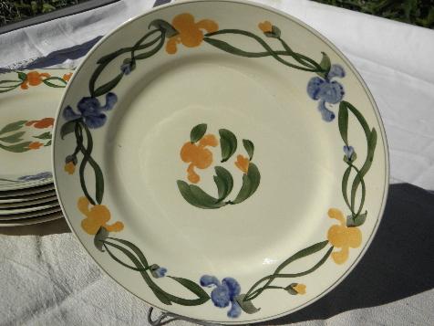 photo of Mexico hand-painted flowers, TitianWare English china plates, vintage Adams-England #2