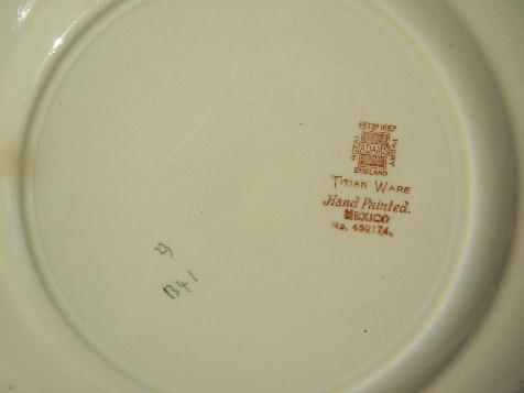 photo of Mexico hand-painted flowers, TitianWare English china plates, vintage Adams-England #3