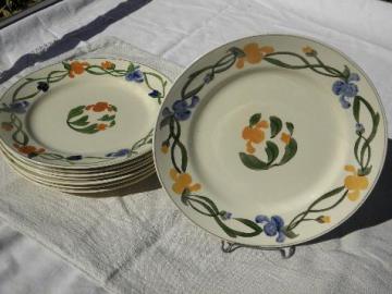 catalog photo of Mexico hand-painted flowers, TitianWare English china plates, vintage Adams-England