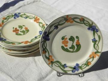 catalog photo of Mexico hand-painted flowers, TitianWare English china plates, vintage Adams-England