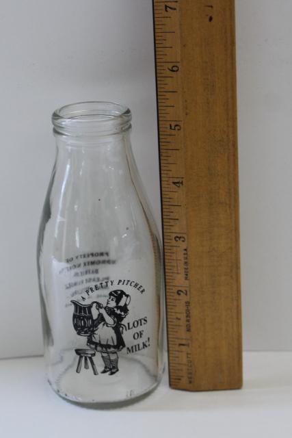 photo of Midsomer Norton Dairies vintage glass milk bottle, half pint Pretty Pitcher illustration #3